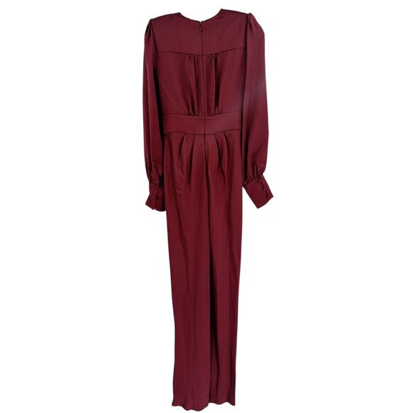 RAMY BROOK Madalane Dress Size 00 Cabernet Maroon $695 Deep V Long Sleeve - Picture 5 of 6